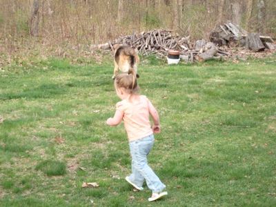 Sammy, getting chased by Rylee
